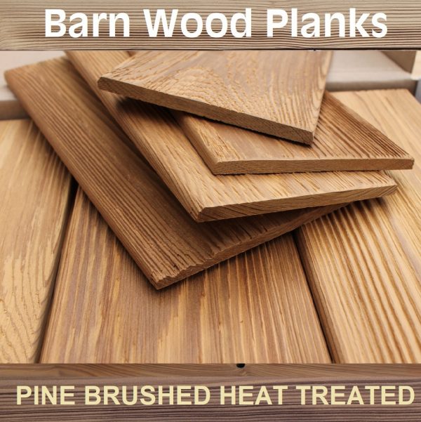 Wood tiles Pine brushed natural wood planks 7x109x242mm